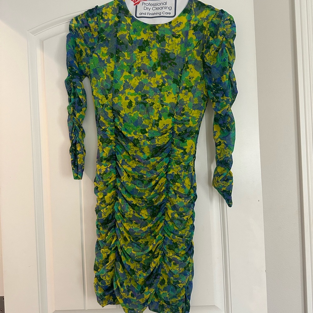 Ganni floral long sleeve mini dress